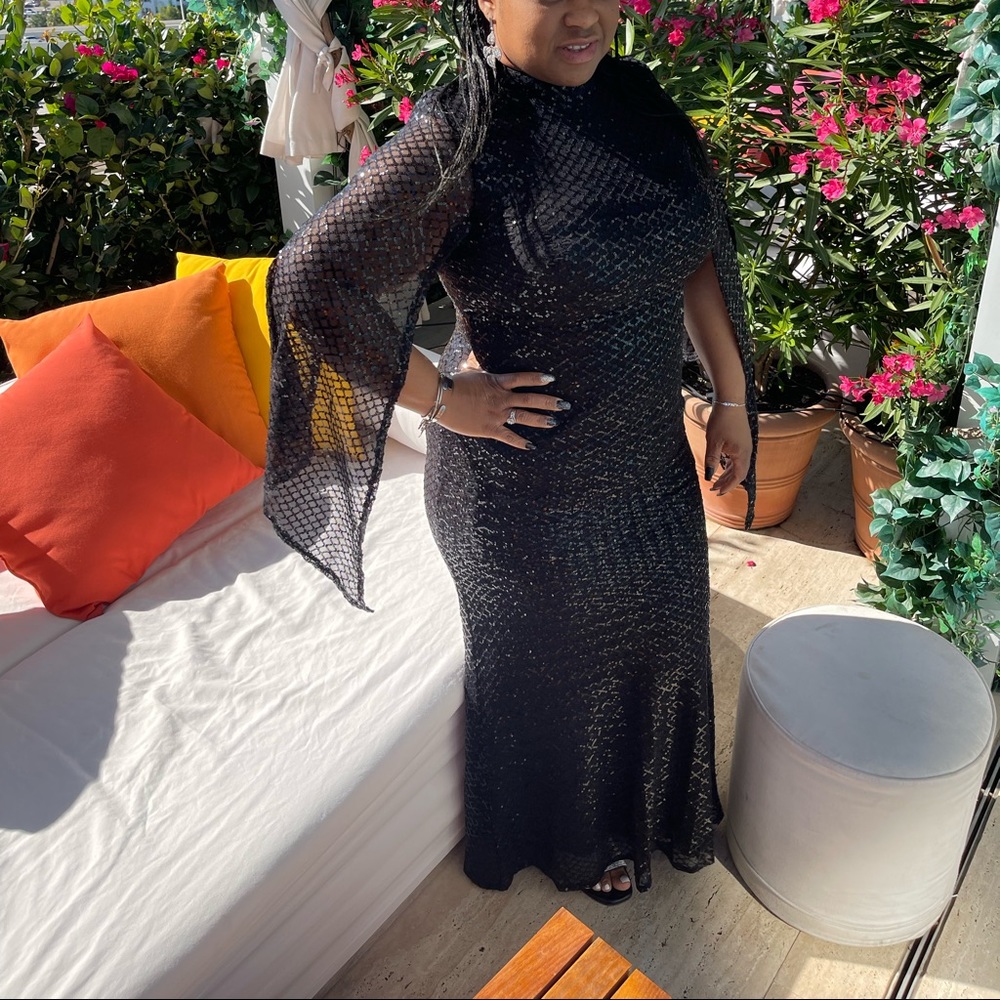 Black sequin fitted gown